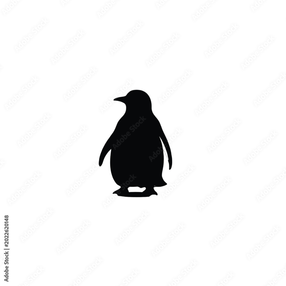Obraz premium Penguin silhouette stands in a formal upright posture, providing a clean and recognizable graphic icon that serves as a versatile element for educational materials, nature themes, or branding.