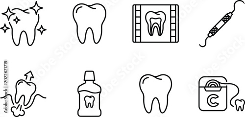 Photos Professional Dental Icon Set for Dentistry Clinics, Oral Hygiene, Tooth Extracti