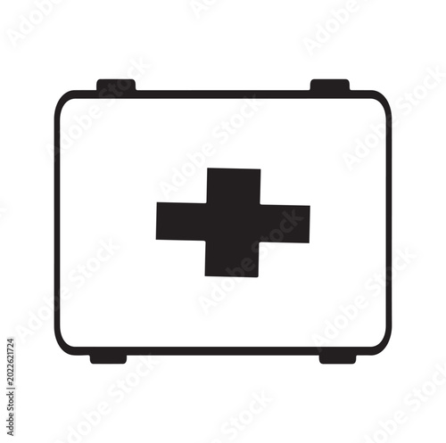 Minimalist medical first aid case icon