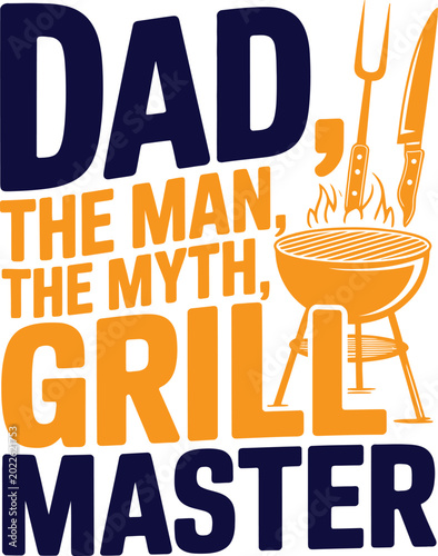Dad the grill master cooking on barbecue with fire and smoke