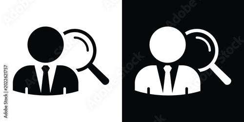 Fotografia Professional corporate avatar combined with a prominent magnifying glass, perfect for headhunting, talent recruitment, job candidate vetting, and quality auditing