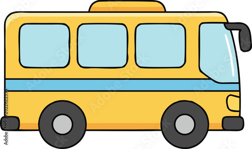 Foto Cute colorful kids bus character vector illustration isolated on white backgroun