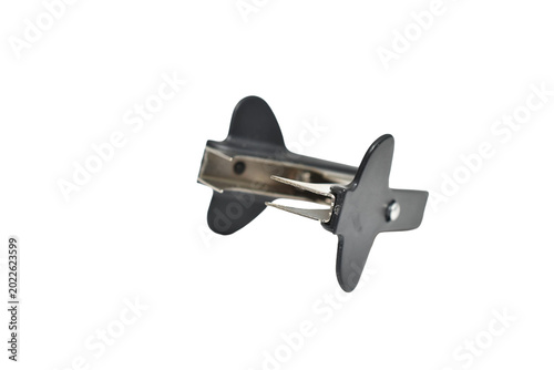 Fotografía Universal black staple remover for removing staples from paper isolated on white background