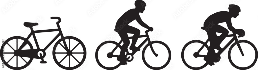 Naklejka premium Cycling progression silhouette series classic road and mountain bikes