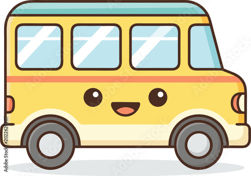 Φωτογραφία Cute colorful kids bus character vector illustration isolated on white backgroun