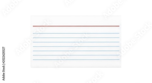 Lined index card isolated on white background