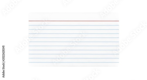 Blank lined index card isolated on white background