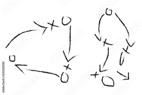 Fotografi Handwritten football play diagrams with