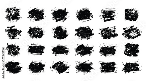 Brush strokes set 25 grunge textures vector illustration for web app ui icons design