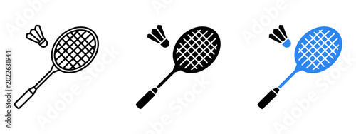 Photos Badminton racket and shuttlecock icon set outline and solid, badminton symbol, r