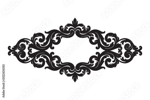 Elegant Baroque Black Ornamental Frame Design Element for Vintage Decor Projects