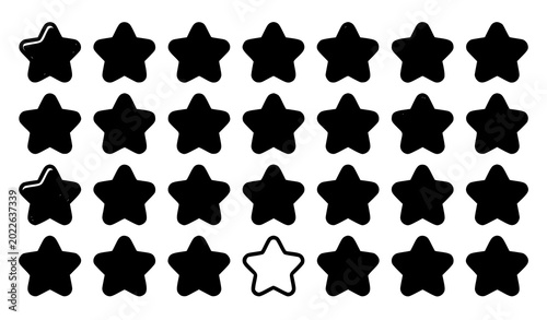 Photos Adorable Fat Star Symbol Vector Set with Thick Blunt Line Art