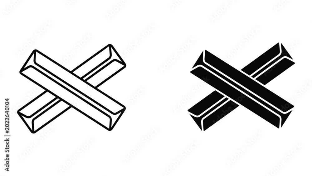 Fototapeta premium Modern 3d cross icon with thick black and white bars
