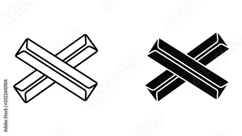Foto Modern 3d cross icon with thick black and white bars
