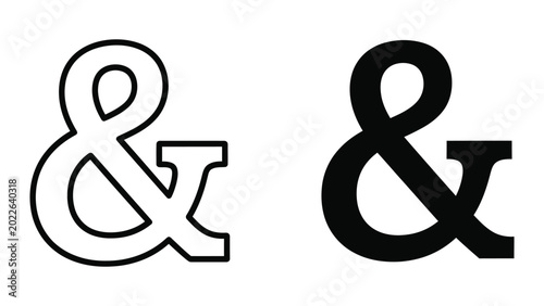 Fotografía Black and white ampersand symbol in elegant script style
