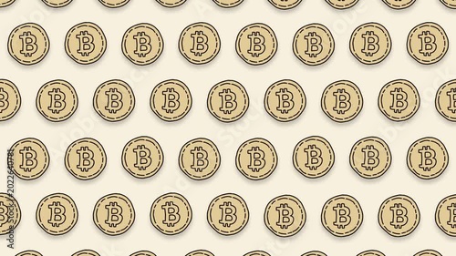 手描きビットコインのシームレスループアニメーション背景