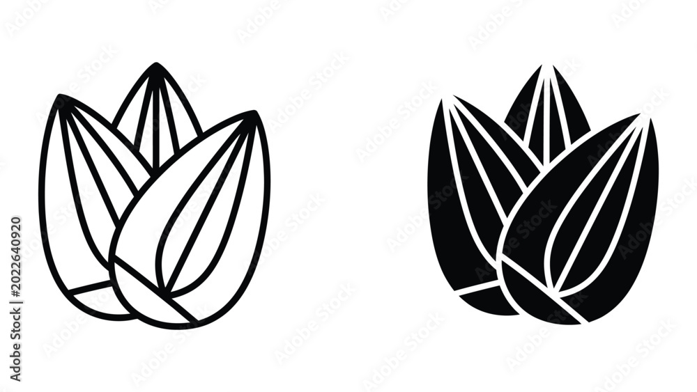 Fototapeta premium Minimalist stylized black and white lotus flower icon