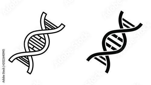 Canvastavla Simple black and white dna double helix icon illustration