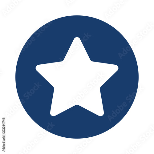 Navy blue circle with white star icon isolated on transparent background