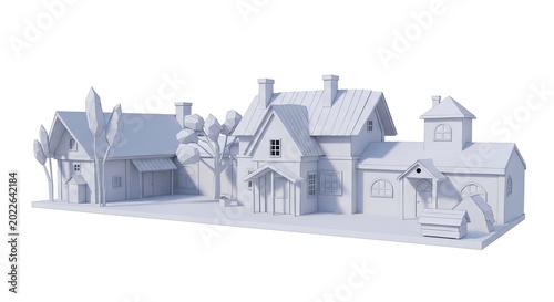 Architectural Model of a Charming Village Scene.