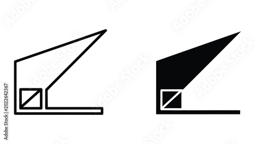 Tableau sur toile Simple geometric angle shapes comparison with right angle indicator