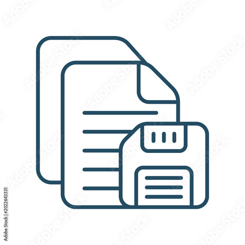 Documents and floppy disk icon data storage and backup isolated on transparent background