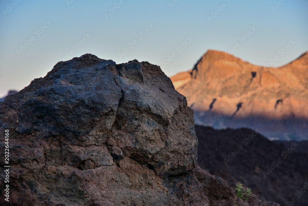 Fototapeta premium Scenic view of lava field near Mt. Teide in central Tenerife in the Canary Islands