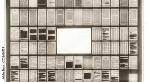 Vintage Microfiche Film Sheet With Blank Center Frame