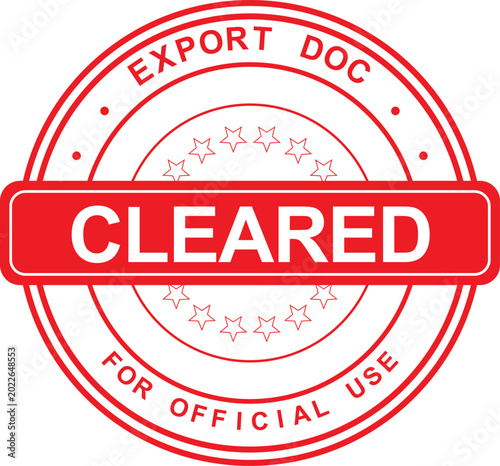 Фотография A red Cleared stamp is applied for official use on a document