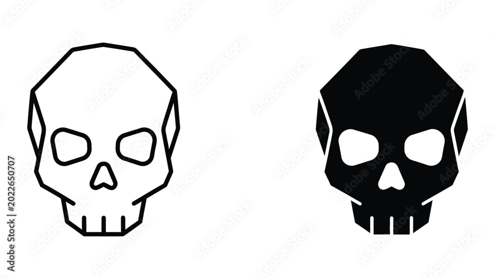 Obraz premium Black and white skull icon pair with hollow eyes