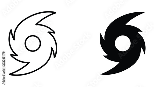 Quadro su tela Black and white hurricane cyclone storm symbol design