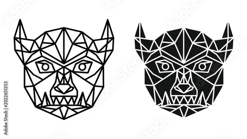 Slika na platnu Geometric devil face illustration with sharp triangular pattern