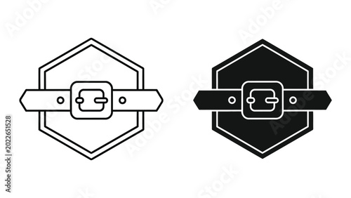 Minimalist belt buckle icon in hexagon frame