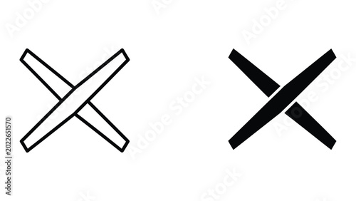Simple black and white cross icon comparison