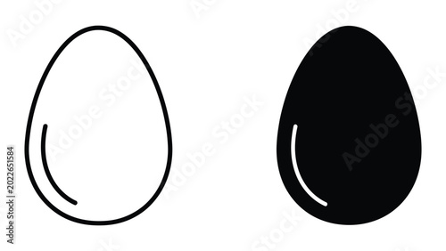Simple black and white filled egg with crack outline