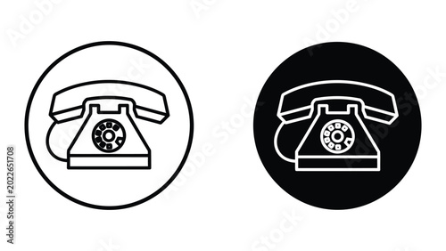 Retro rotary telephone icons in contrasting backgrounds