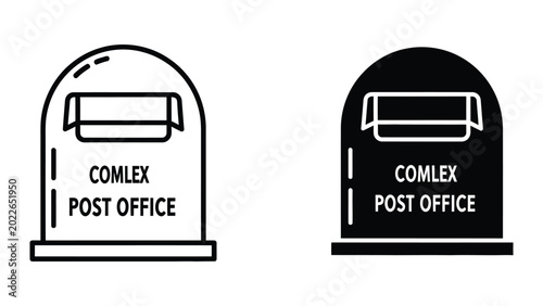 Obraz na plátně Black and white post office mailbox icon pair with comlex label