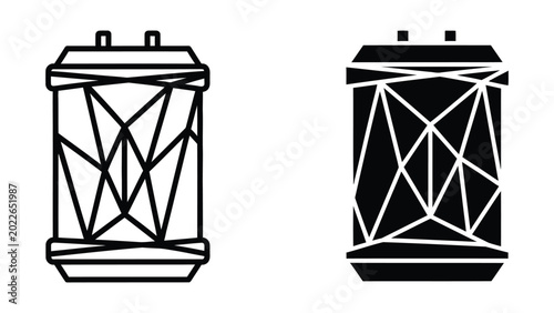 Black and white wireframe lantern illustration