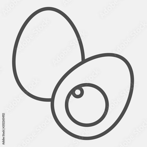 Photos Two eggs line icon, poultry food concept