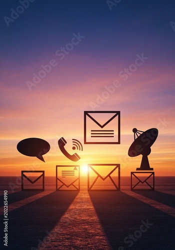 A Conceptual Illustration Depicting the Evolution of Communication Tools Across Time and Space