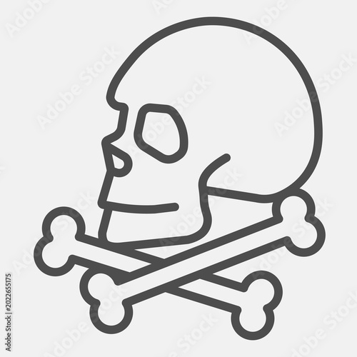 Schilderij op canvas Skull and crossbones line icon, human skeleton concept