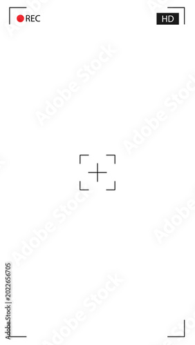 Video camera viewfinder . Camera display full hd format. Video filming screen vector template for phone.	