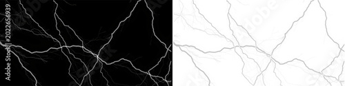 Картината върху платно Lightning bolt discharge with transparent background showing bright electric arc energy crackling on dark atmosphere