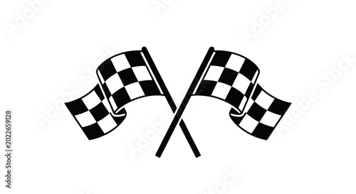 Vector illustration of crossed checkered flags icon on a transparent background