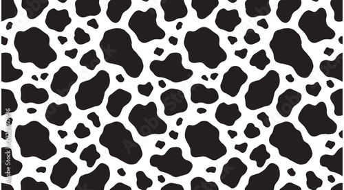 Black and white cow print pattern on white background