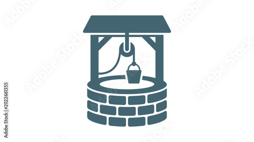 Well Structure with Roof and Bucket.