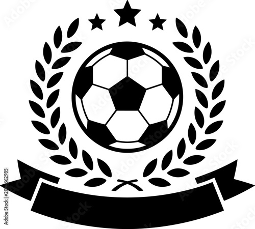 Photos Adobe Illustrator ArtworkBlack and white soccer ball emblem with laurel wreath s