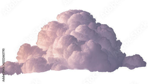 Foto Fluffy cumulonimbus cloud with pink and purple hues, isolated on transparent bac