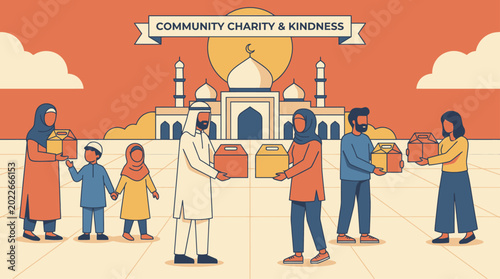 Fotografía Community charity and kindness vector illustration