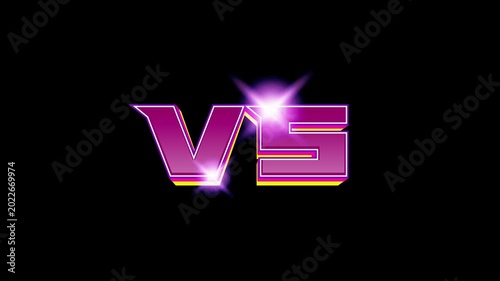 Retro Versus VS Logo Animation Style Neon Glow and Sparkles for Battle Background